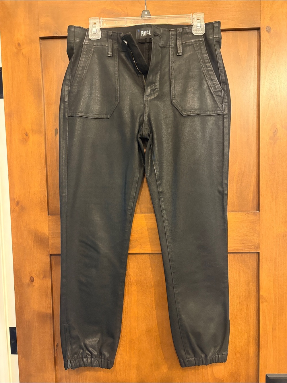Paige Black Mayslie Coated Joggers